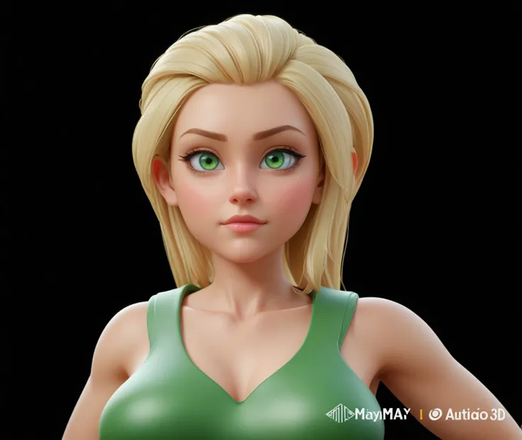 a close up of a woman with blonde hair and green eyes, 3d character realistic, realistic maya, small character. unreal engine 5, blond hair green eyes, highly detailed character, pixie character, 3 d render stylized, realistic anime 3 d style, 3 d demo ree...