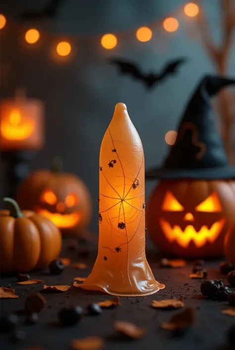 a condom on a Halloween and Halloween background