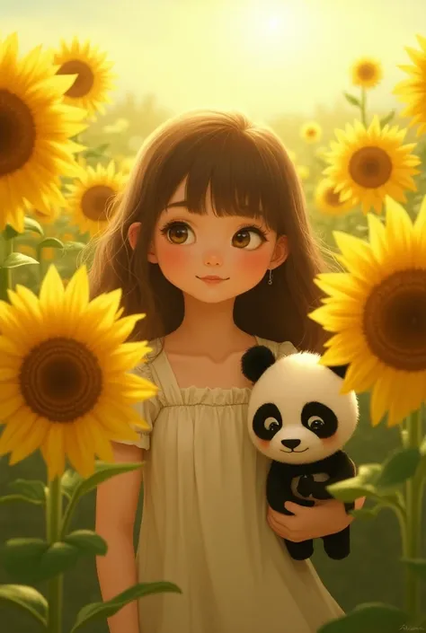 Lia, sunflower, panda
