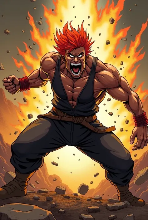 hwoarang from tekken angry, in rage, furious screaming and want to destroy everything comic style, cartoon style, patrick brown style