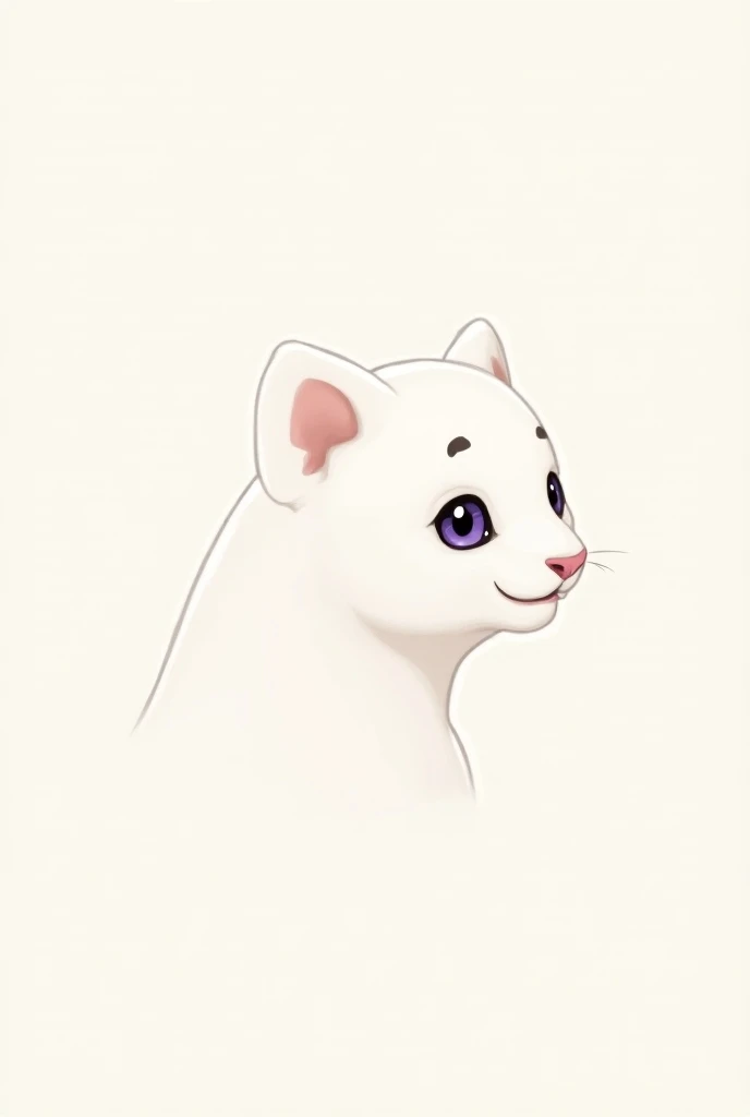 cartoon drawing of the head at different angles of an albino puma cub, with purple eyes
