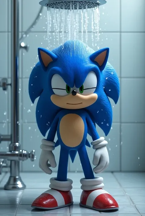 Sonic taking a shower