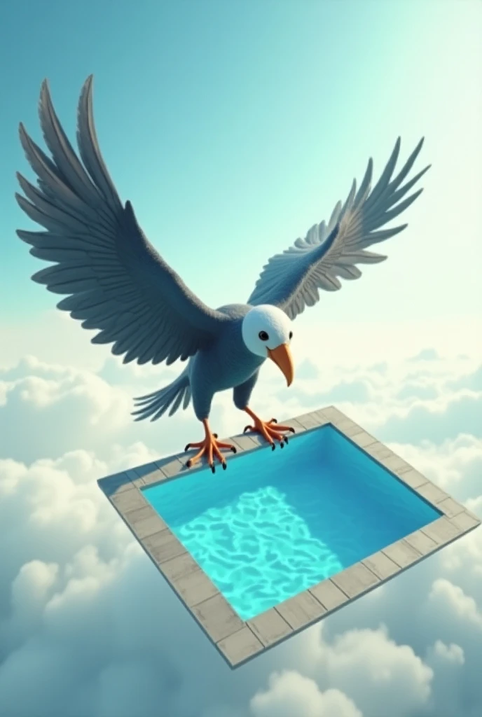 Bird carrying a swimming pool