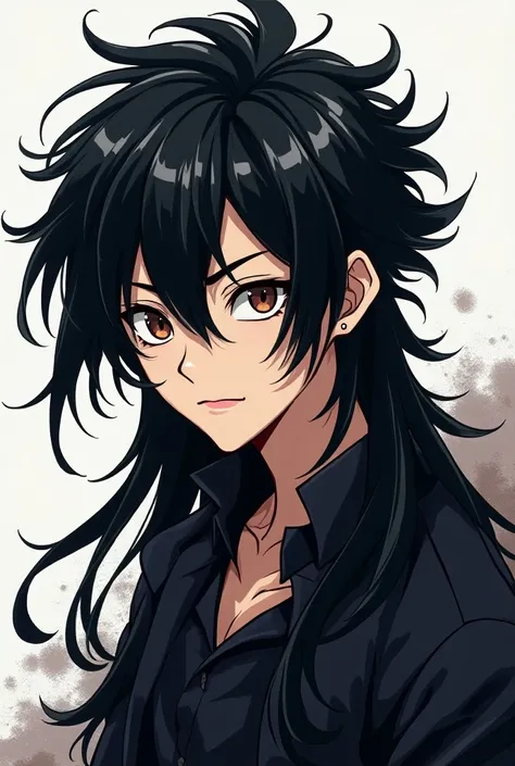 Anime boy man 
long black hair
Two-block style
