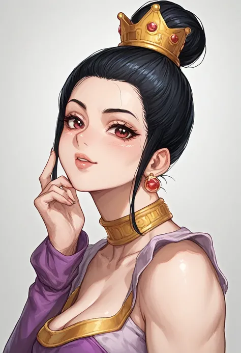 Chichi (Dragon ball)Wearing a queens dress and a crown on her head