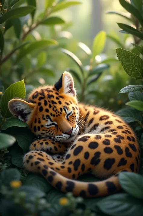 Baby jaguar sleeping 