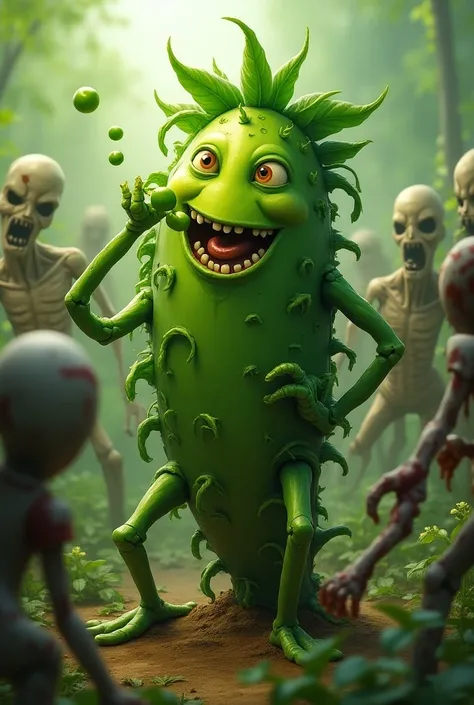 To a living plant that throws peas and looks like a bush of peas and is fighting against Zombies