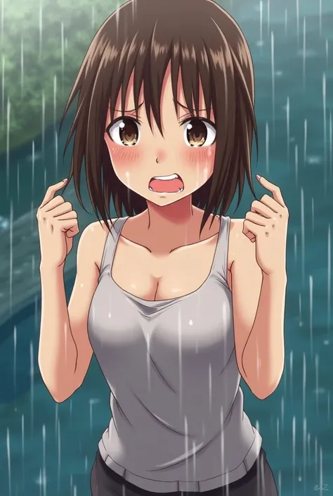 Momo Ayase in wet clothes complaining