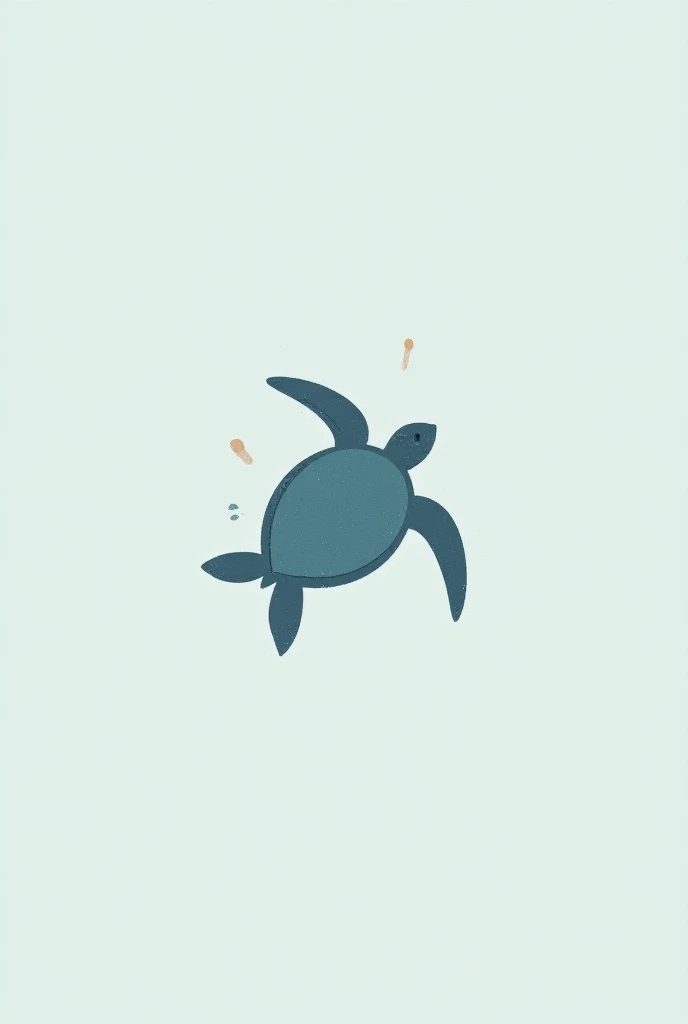 Minimalist sea turtle, Dashed , tilted transversely with the head to the right .  Keep that same outline and add light lines that remind you of a dogs foot on the hoof., Bring variations  