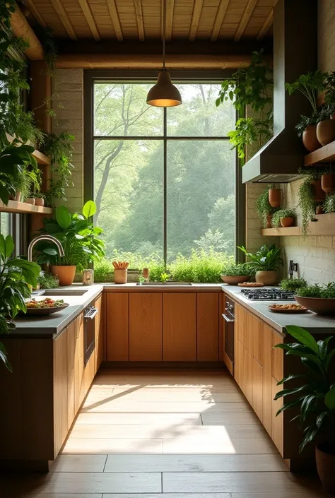  Kitchen with nature style, no food .