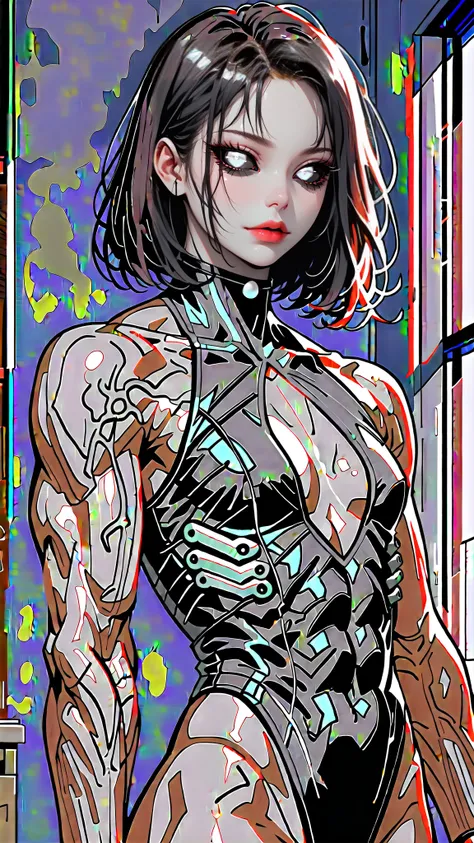 score_9, score_8_up, score_7_up, photo, photorealistic, gorgeous sexy muscular (skinny) cyborg girl, (battle angel alita), (whit...