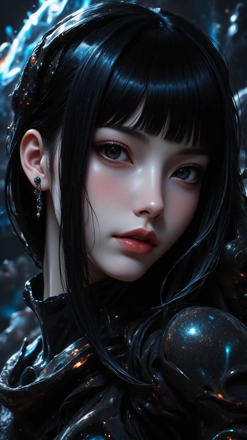 ((best quality)), ((masterpiece)), (detailed), perfect face of cyberpunk mecha japanese girl, young, pure, pale, face blush, shi...