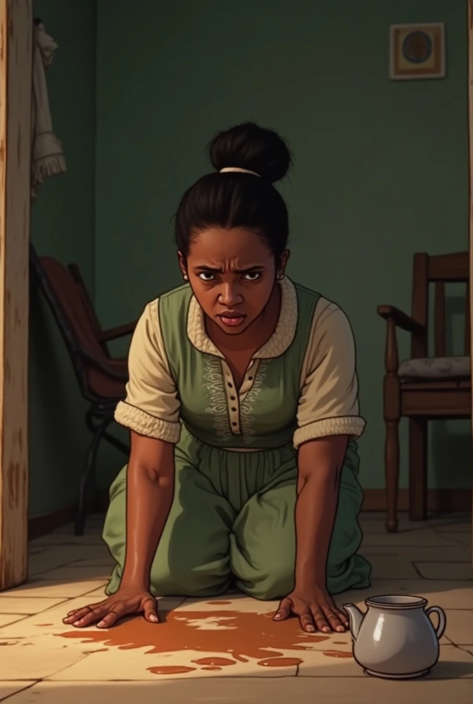 Fictional characters
Beatrice:  Kambilis Nigerian mother
Beatrice, The mother,  accidentally spills tea on the floor. She is shaking,  visibly nervous . 
