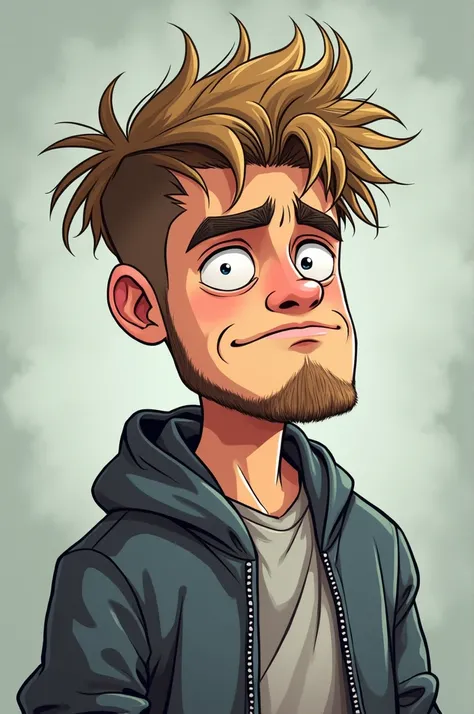 Create a cartoon of an unkempt Justin Bieber