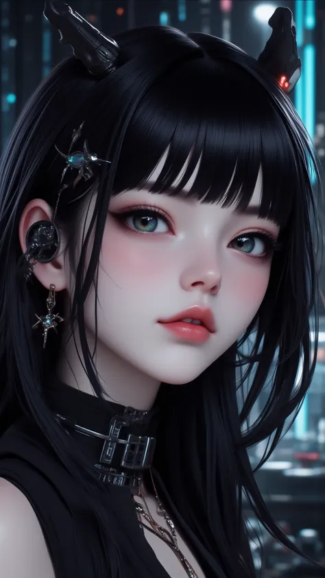 ((best quality)), ((masterpiece)), (detailed), perfect face of cyberpunk mecha japanese girl, young, pure, pale, face blush, shi...