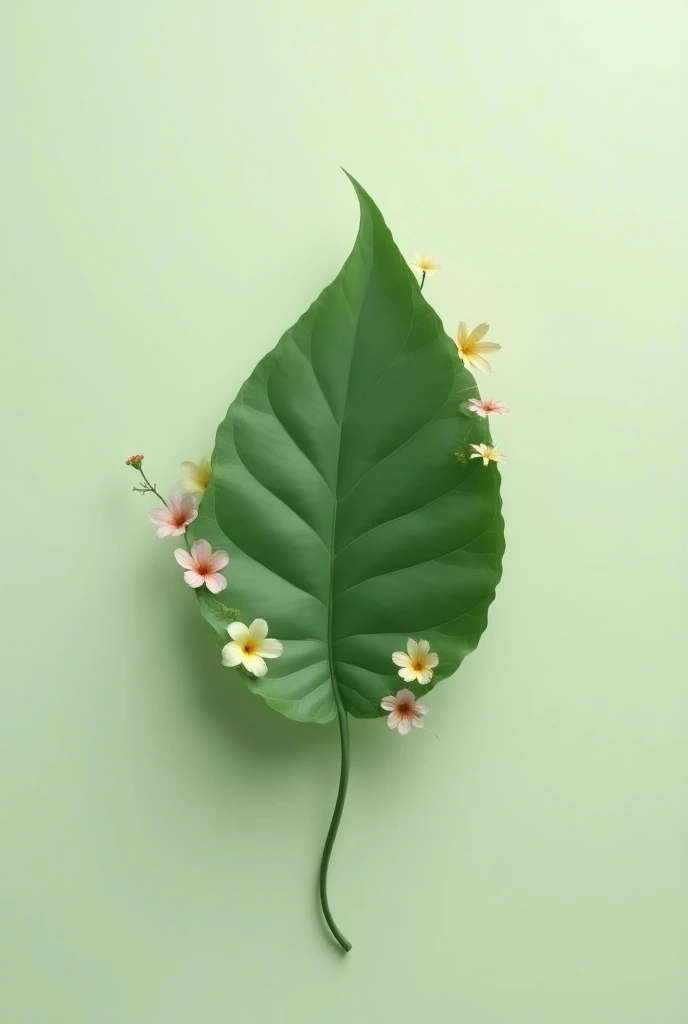 A blank leaf with small flowers on the edges