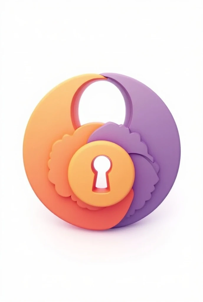 
Create a round logo in the shape of a padlock with mixed orange and purple colors. (back color white)