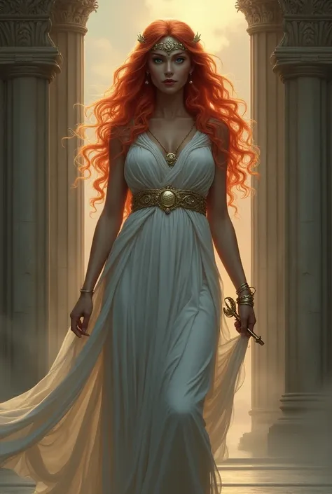 Greek goddess with blue eyes and red hair 