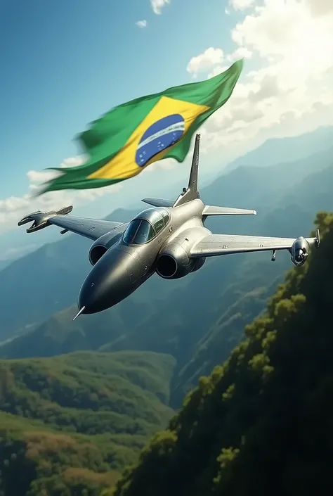 Aviator and Brazilian Air Force Day,  action image of an airplane in a landscape,  Brazilian flag ,   October 23  