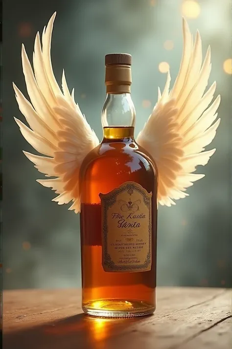 A bottle of whiskey with wings