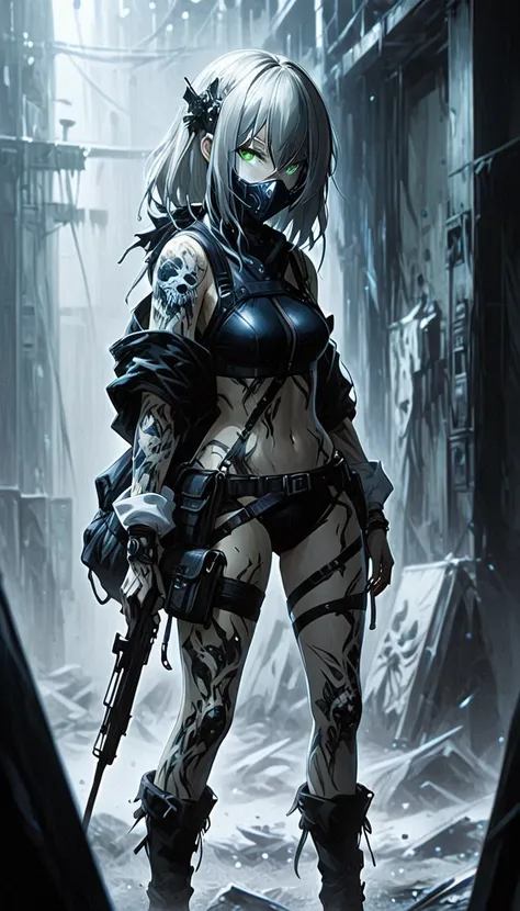 not Ashley Wood style，1 girl,Design de Personagens e Doomsday，adult, to hide 