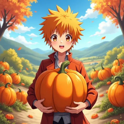 Ichigo holding a pumpkin