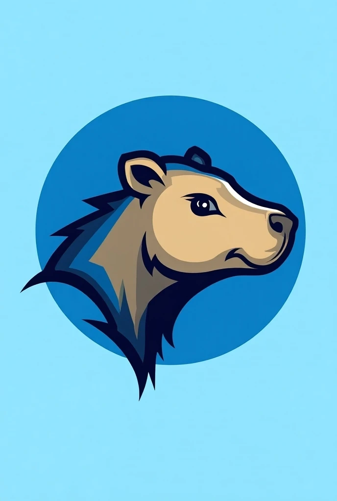 Logo for a soccer team called Capybara Blue that has action that is in profile looking to the right and only the head 