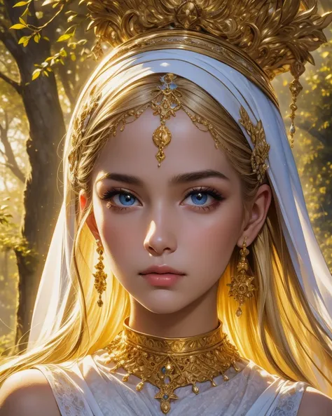 one-eyed goddess,painting,beautiful detailed eyes,lovely detailed lips,extremely detailed face,long eyelashes,graceful appearance,serene expression,flowing hair,delicate features,golden jewelry,glowing skin,soft colors,vibrant art,divine presence,ethereal ...