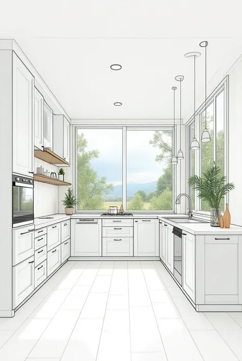 Small kitchen plan with large window