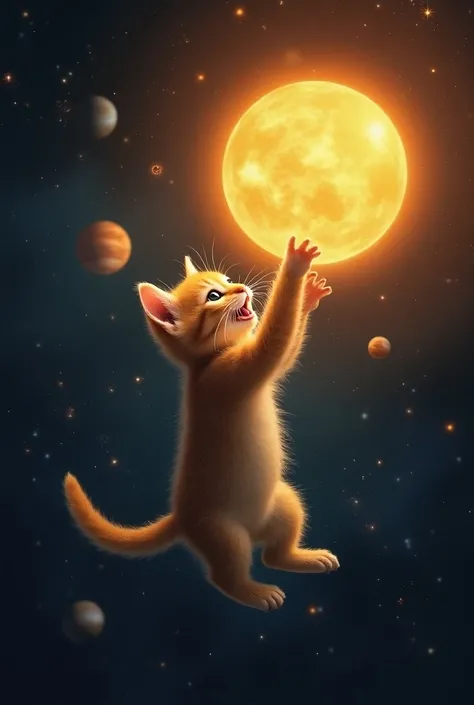 Kitten in space eating a sun