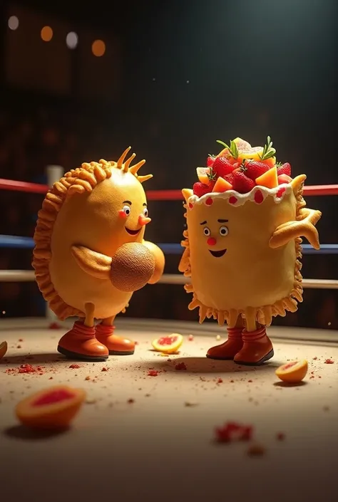  make me an empanada and a fruit salad inside a boxing ring, It will be a battle of flavors 
