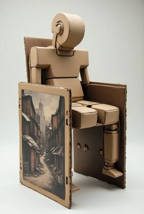 immobilizers for home patients with cardboard boxes and that are images of slums 