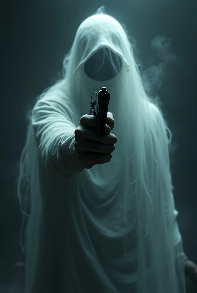 Image of Ghost from Cód holding a pistol 
