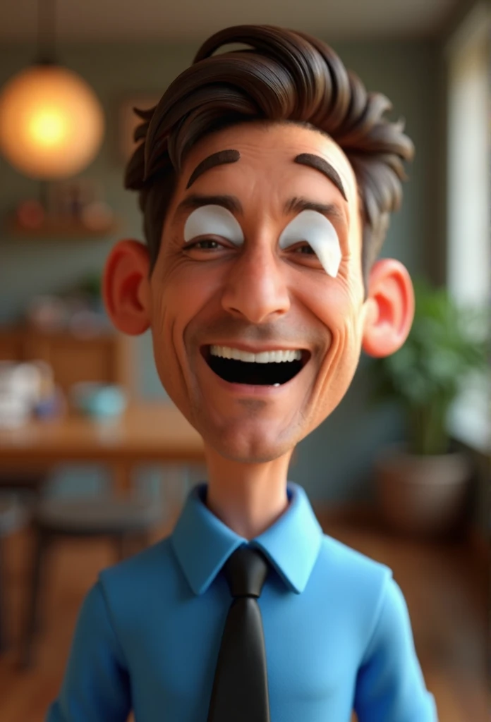 Cartoon character of a man wearing a blue shirt and black tie,  animated character, Stylized character, animation rendering style, 3D stylized, Arnold Maya Rendering, Stylized 3D render, toon render keyshot, 3d character, 3d character, Stylized 3D renderin...