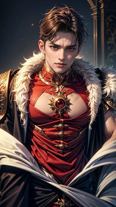 Best quality, masterpiece, detailed skin texture, detailed clothes texture, detailed face, super detail, 8k, intricate detail, 1 boy, The color doesnt change, Muscle guy, 1 guy, strong red eye glow (red eye:1.2), lots hair,scary, evil.