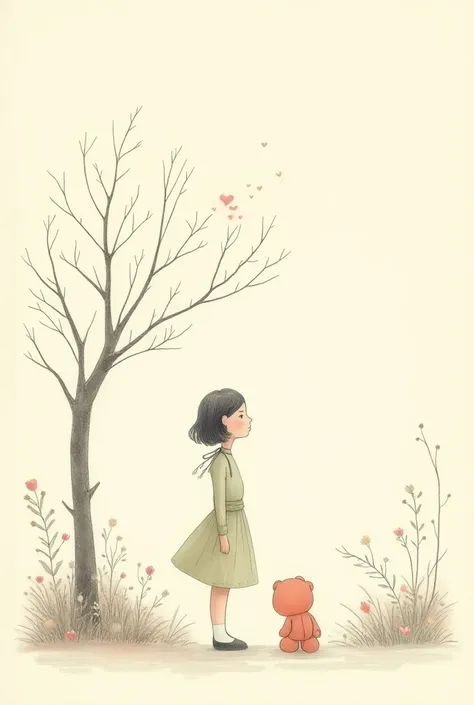  The illustration in the image above presents a minimalist and nostalgic style,  inspired by literary classics  .  She is drawn with fine and soft lines ,  the use of simple outlines and low color saturation .  The background is made with delicate and simp...