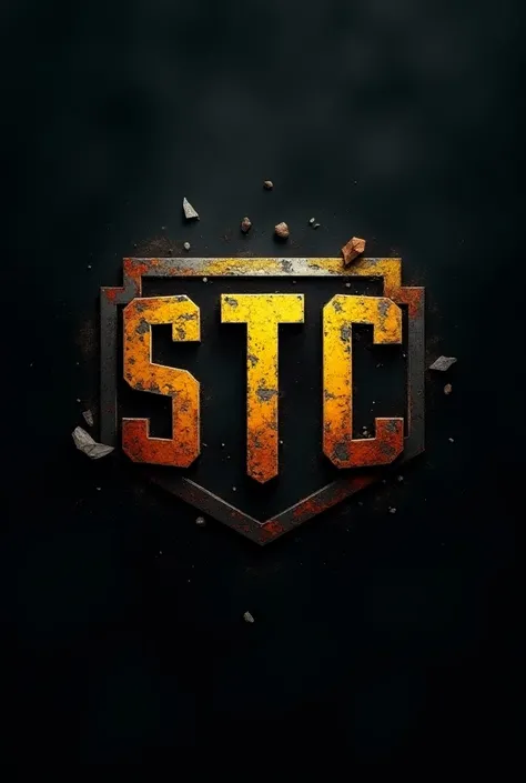 " A logo with a style inspired by PUBG ,  where the letters STC are highlighted in the center .  The background is dark and dynamic ,  recalling a post-apocalyptic battle field ,  with metallic tones and textures of worn steel .  The acronym STC is represe...