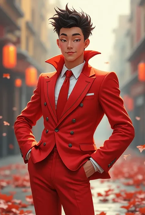 Animated ren with cherry color suit


