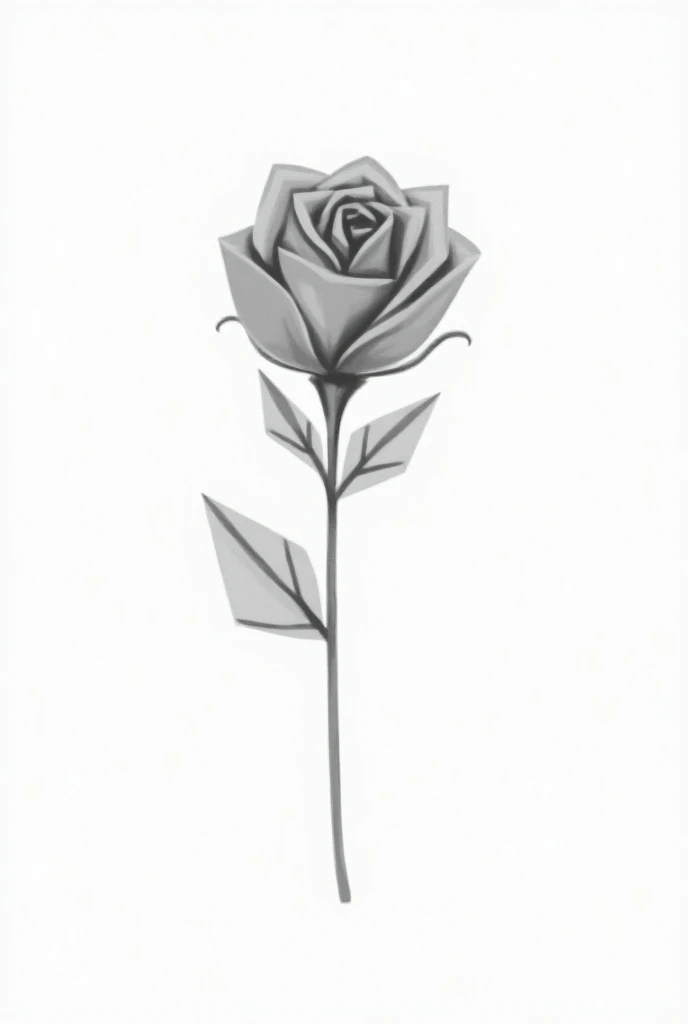 Create a simple tattoo of geometrical rose, black and white, art on paper,