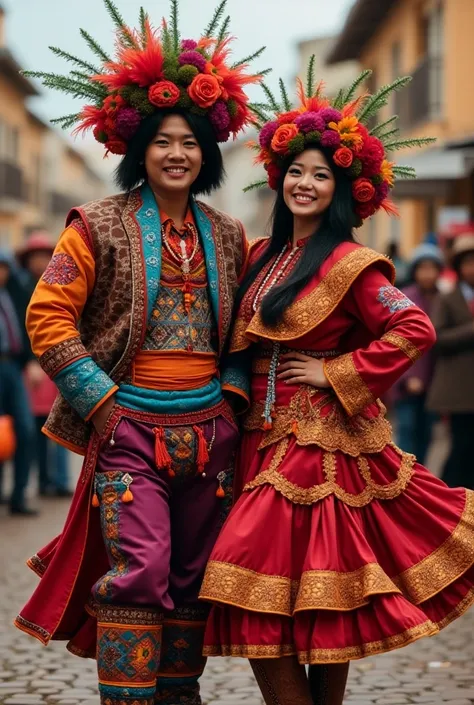 Couple dressed for Halloween dressed as Tinkus Bolivian dance