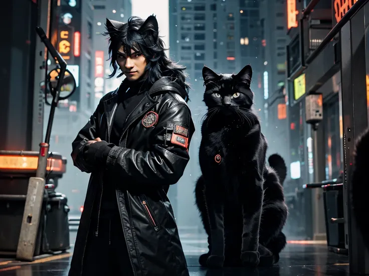 Cat , Black Cat , Cyberpunk , Handsome