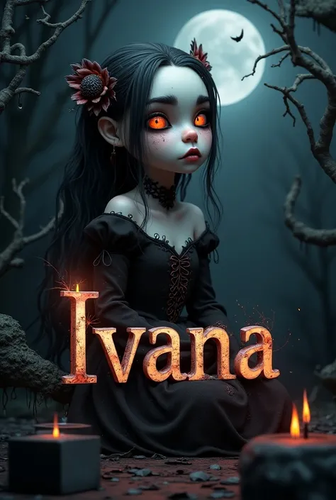 I want the name Ivana in 3d Halloween design for a girl 