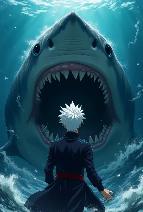 Gojo faced shark from Jujutsu Kaisen 