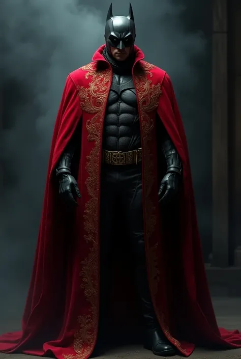 Batman in formal red and black wizard costume 