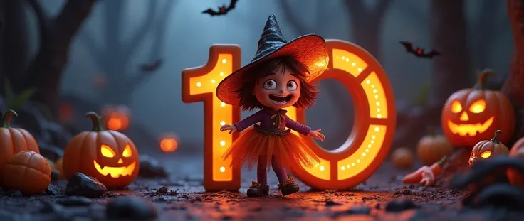 Number 10 in 3d for Halloween girl 