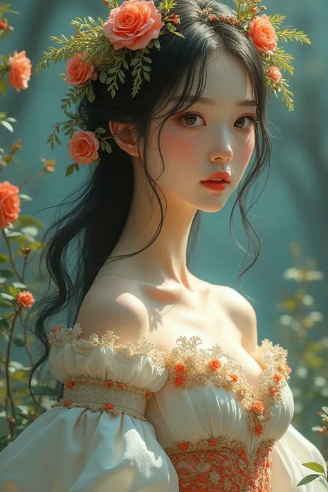 masterpiece,  best quality,  super high resolution ,  Beautiful Details , goddess, lone, whole body,  Medium Breasts , High details,  Art made of this , Detailed, 매우  Detailed  CG, fancy 헤어, elaborate, pretty face, Beautiful face,  Watching viewers,  two a...