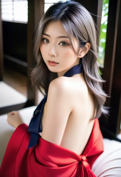 Japanese women,Young girl,Ash Hair, full of revealing clothes 