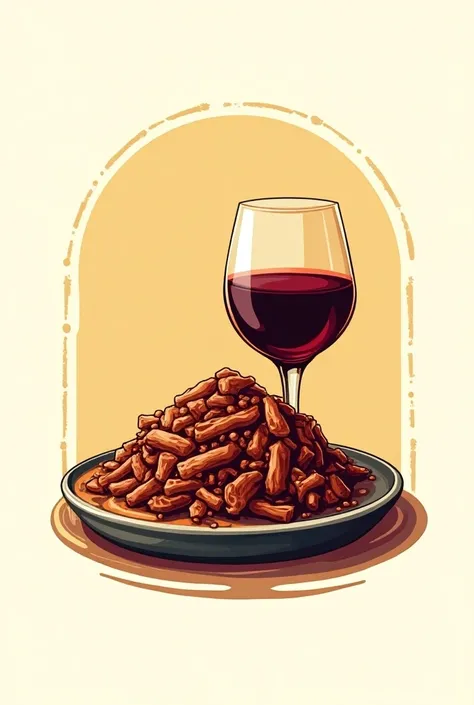 Carnitas stand logo with the pork treasure and a glass of wine