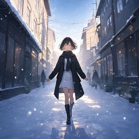 anime、(( surprisingly absurd )),(masterpiece:1.2),超 High Resolution ,  Attention to Details, High image quality,  High Resolution , 最High image quality, 4K, 8k、Women holding hands、吹snowの中、standing alone、snow、Diamond Dust、Illuminate、Hope is the theme、Emphas...