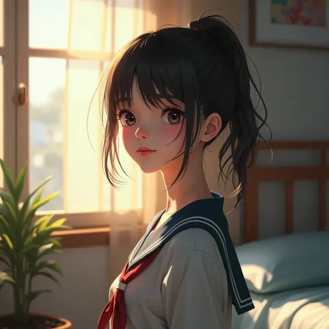 One Girl，(とてもcute女子高生:1.3)，masterpiece，Best Quality， High Resolution ，((( photorealistic)))，RAW Photos， ray tracing that lets you expose your body， physically-based rendering ，beautiful girl，(Age 15:1.4)，cute，A faint smile，(detailed pupils:1.2)，(The face i...